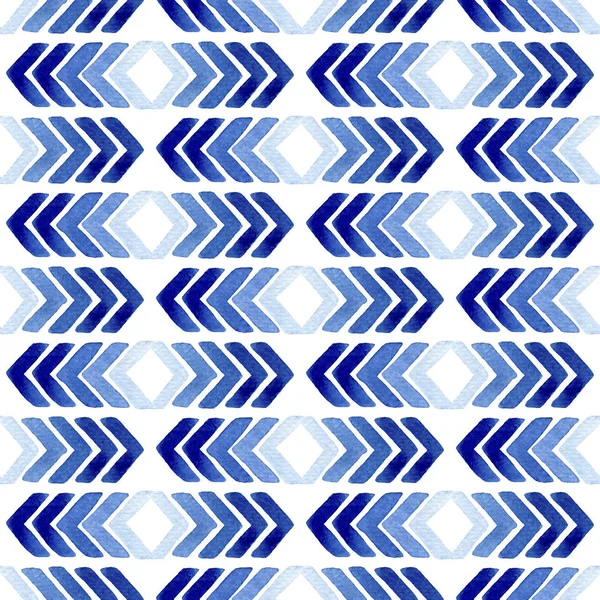 Watercolor Seamless Pattern Blue Arrows Abstract Modern Background Illustration Template — Stock Photo, Image