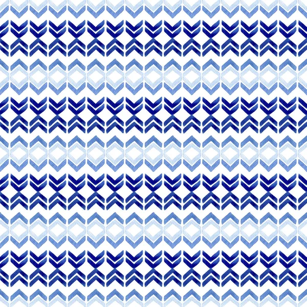 Watercolor Seamless Pattern Blue Rhombus Arrows Abstract Modern Background Illustration — Stock Photo, Image