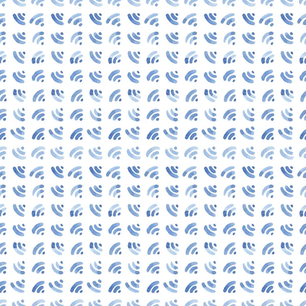 Padrão Sem Costura Aquarela Azul Com Arcos Ícones Abstratos Wifi — Fotografia de Stock