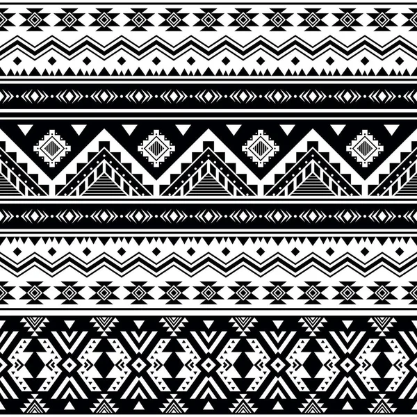 Tribal Rayé Motif Sans Couture Fond Géométrique Aztèque Noir Blanc — Image vectorielle