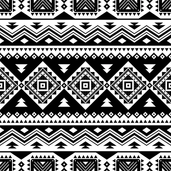 Stamm Streifenmuster Nahtlos Aztec Geometrischer Schwarz Weißer Hintergrund Kann Stoffdesign — Stockvektor