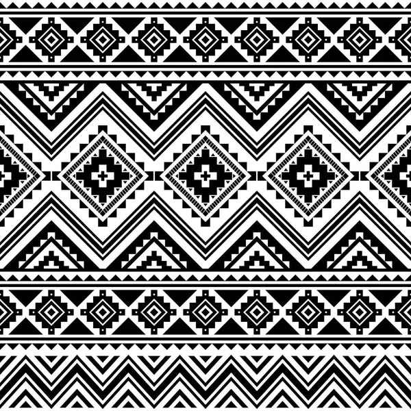 Törzsi Csíkos Varrat Nélküli Mintát Azték Geometriai Fekete Fehér Háttér — Stock Vector