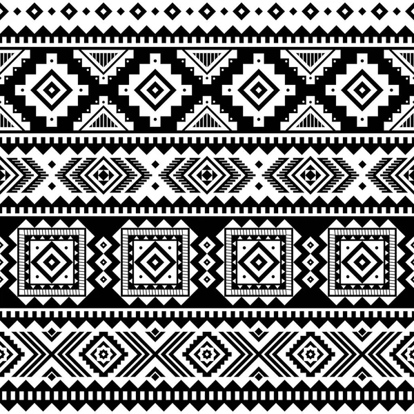 Kmenové Pruhovaný Vzor Bezešvé Aztécký Geometrické Černo Bílé Pozadí Lze — Stockový vektor