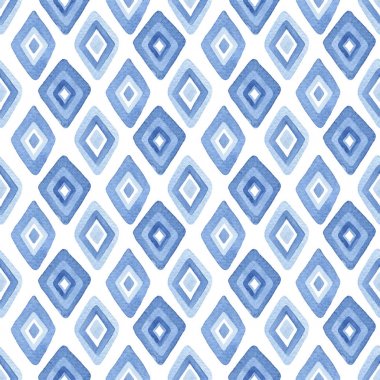 Eşkenar dörtgen ile suluboya dikişsiz desen.