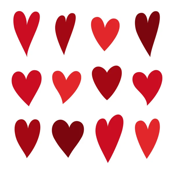 Red hearts set. — Stock Vector