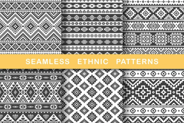 Ethnic seamless patterns. — Stock Vector