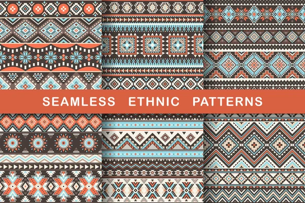 Ethnic seamless patterns. — Stock Vector