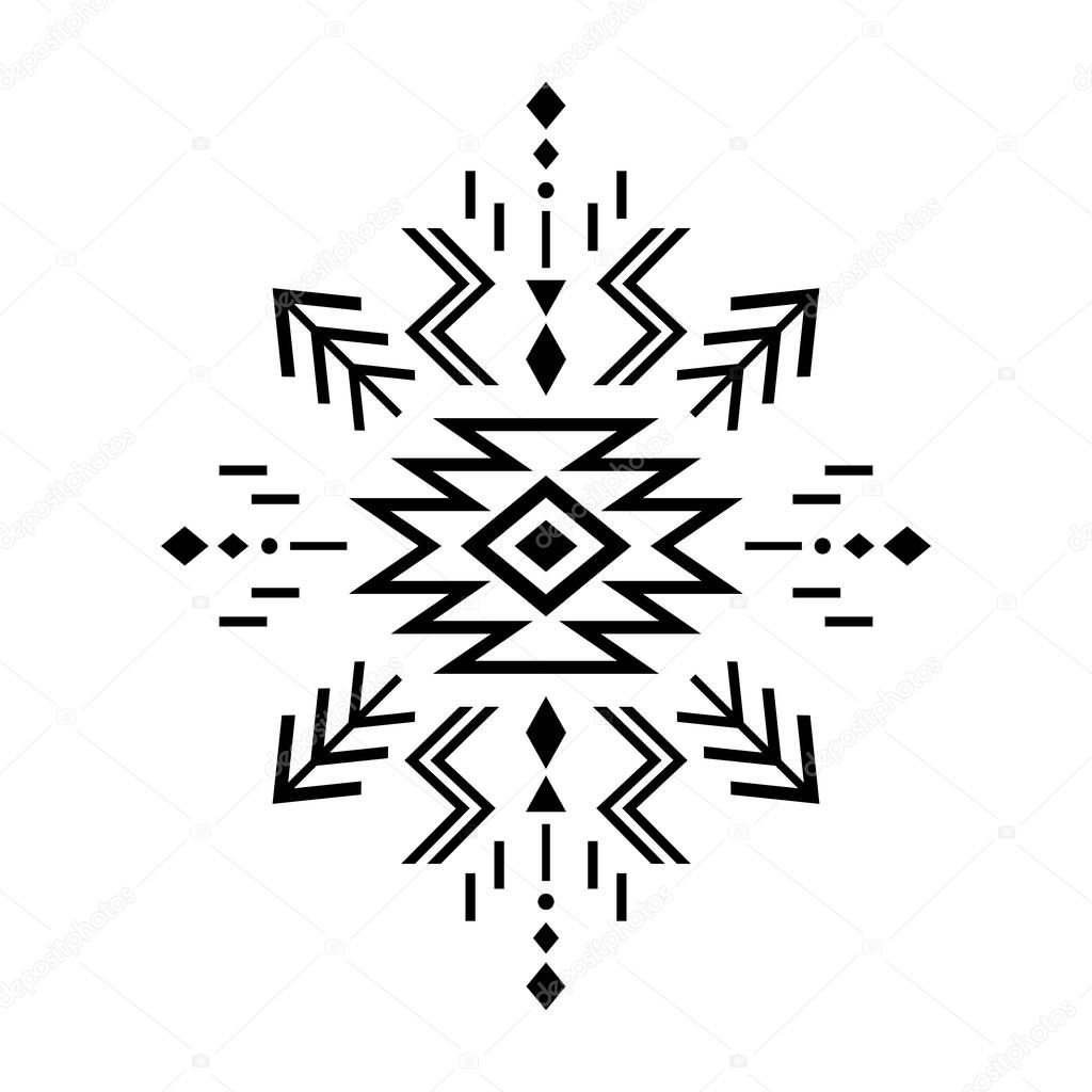 Aztec vector element, ethnic ornament. Tribal design, geometric symbol for border, frame, tattoo, logo, card, decorative paper. Navajo motif, isolated on white background.