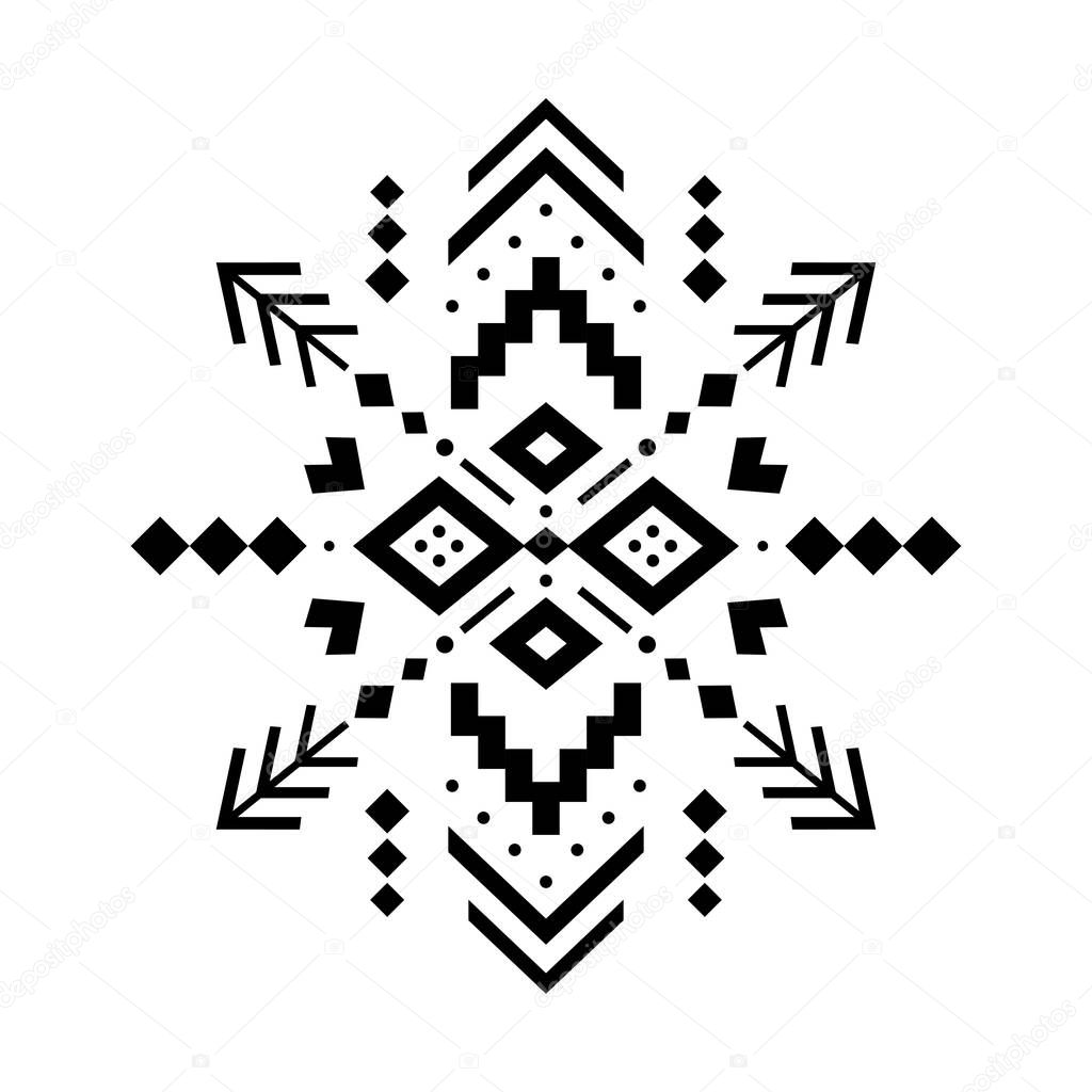 Aztec vector element, ethnic ornament. Tribal design, geometric symbol for border, frame, tattoo, logo, card, decorative paper. Navajo motif, isolated on white background.