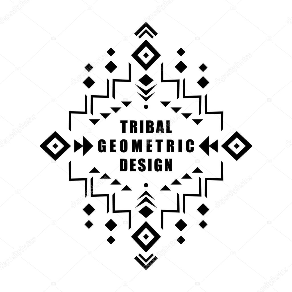 Aztec vector element, ethnic ornament. Tribal design, geometric symbol for border, frame, tattoo, logo, card, decorative works. Navajo motif, isolated on white background.