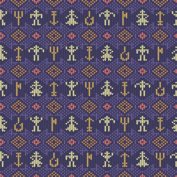 Knitted Вовняні Візерунок Етнічних Норвезька Орнамент Малі Чоловіків Жінок Knitted — стоковий вектор