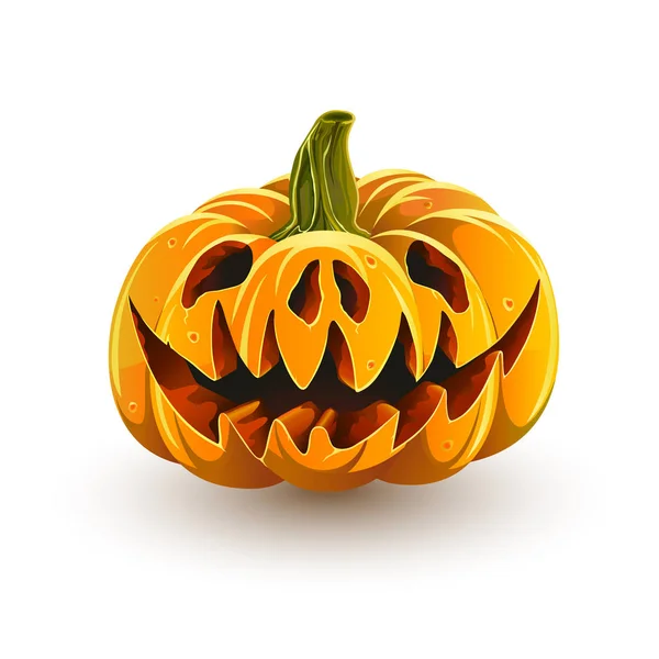 Cadılar Bayramı için uğursuz jack-o'-lantern. Cadılar Bayramı Balkabağı beyaz arka plan üzerinde izole. Kızgın domuz kabak
