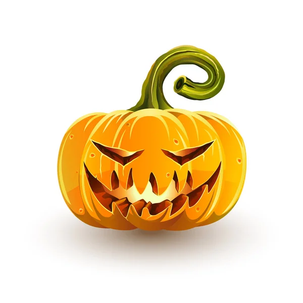 Gloeiende Sinistere Halloween Pompoen Jack Lantern Voor Halloween Geïsoleerd Witte — Stockvector