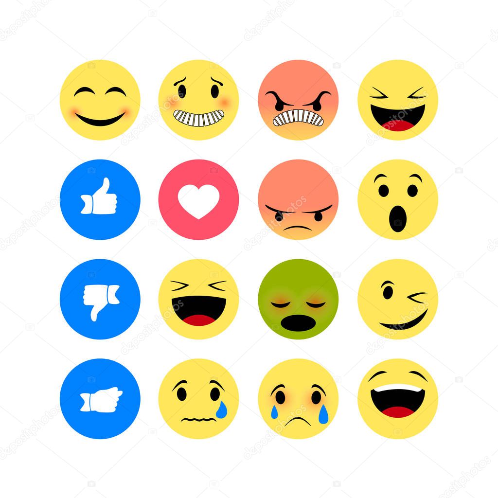 Emotion icons isolated on white background. Funny Emoji icon