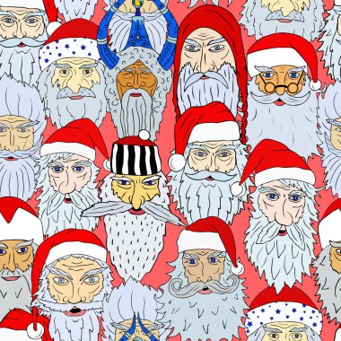 Seamless Noel modeli farklı ülkelerden gelen Noel Baba başkanları