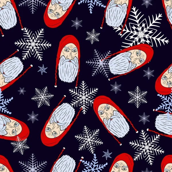 Dikişsiz Noel desen kar taneleri ile Ortaçağ Noel Baba'nın kendine özgü başkanları