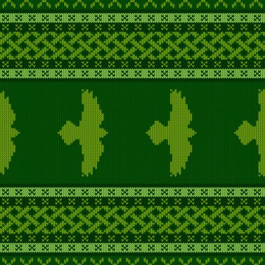 Örme sorunsuz Kelt Ulusal süs. Uzanmış kanatlarla raven