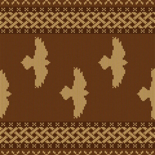 针织无缝凯尔特语国家装饰与飞行乌鸦 — 图库矢量图片