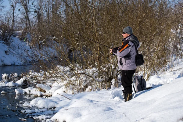 Pesca Águas Abertas Inverno Spinning Pesca Inverno — Fotografia de Stock