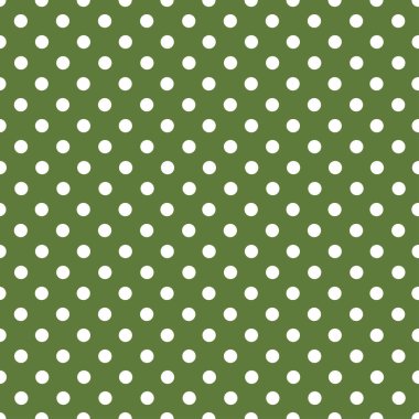 Bataklık yeşili arka planda beyaz polka noktaları. Kusursuz desen