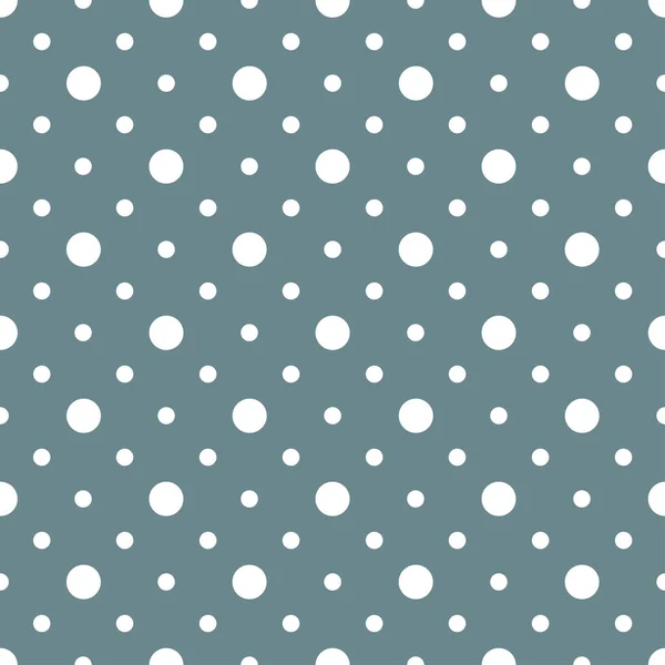 White Retro Polka Dots Different Sizes Vintage Blue Background Seamless — Stock Vector