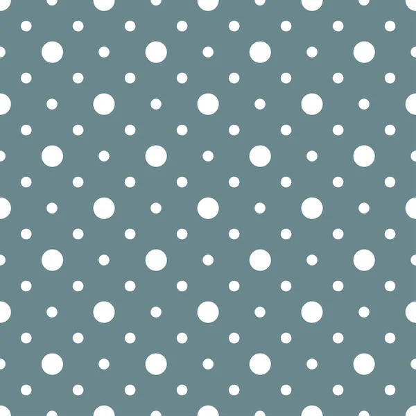 Pois Rétro Blancs Différentes Tailles Sur Fond Bleu Vintage Modèle — Image vectorielle