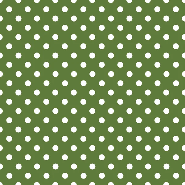 Белый Ретро Горошек Болотном Зеленом Фоне Бесшовный Рисунок — стоковый вектор