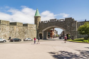 Porte Saint Jean Saint John's Gate bölüm eski Quebec, Unesco Dünya Mirası hazine Quebec City, Kanada.