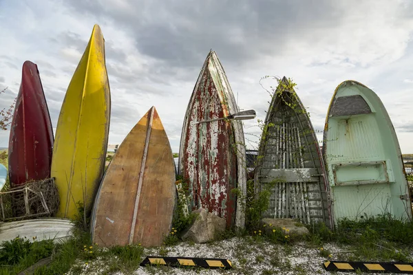 Una Serie Barche Abbandonate Parcheggio Nel Maine — Foto Stock