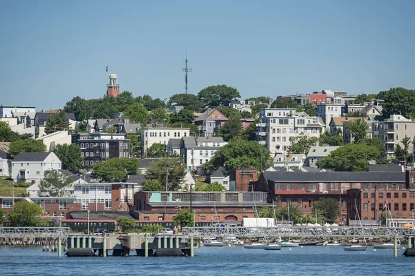 Vista Portland Harbor Com Horizonte Maine Eua — Fotografia de Stock
