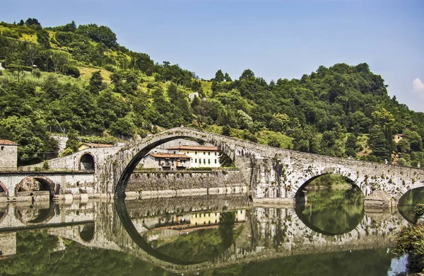 Maddalena Brücke Bagni Lucca Toskana Italien Auch Bekannt Als Teufelsbrücke — Stockfoto