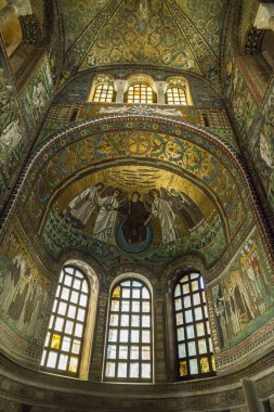 Mozaik içinde ünlü Basilica di San Vitale, erken Christian Bizans en önemli örneklerinden biri Batı Avrupa'da, Ravenna, Emilia-Romagna, İtalya bölgesinin sanat
