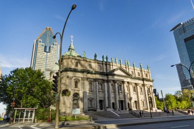 Montreal, Kanada - 28 Mayıs 2017: Mary, Kraliçe, dünya Katedrali Cathedrale Marie-Reine-du-Monde, 1894 - Montreal küçük bazilika. Mary, dünya katedral Kraliçe üçüncü Quebec en büyük.