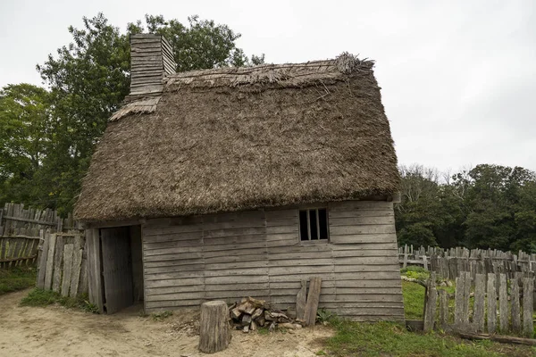 Alte Gebäude Der Plimoth Plantage Plymouth War Die Erste Ansiedlung — Stockfoto