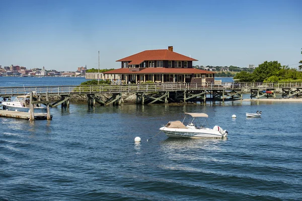 Great Diamond Island Casco Bay Maine Casa Bienvenida Muelle —  Fotos de Stock