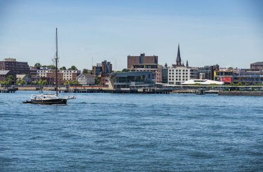 Portland liman manzarası Maine, ABD skyline ile