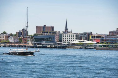 Portland liman manzarası Maine, ABD skyline ile