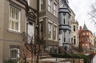 Washington Dc, Georgetown tarihsel bölge - bir sokak ile korunmuş eski konakları