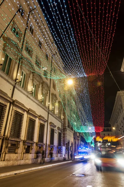 Condotti Время Рождественского Праздника Итальянским Флагом Качестве Украшения Риме Италия — стоковое фото