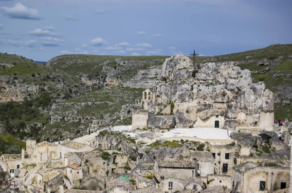 Панорамный Вид Сайт Unesco Матера Италия — стоковое фото