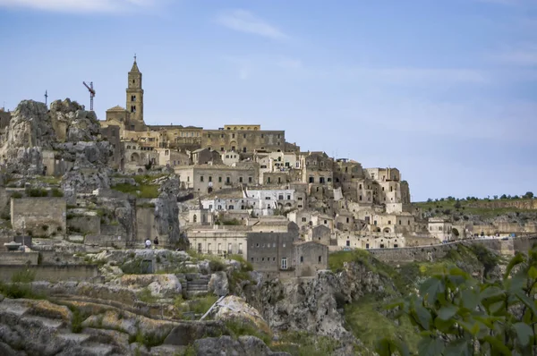 Vista Panorámica Del Sitio Unesco Matera Basilicata Italia — Foto de Stock