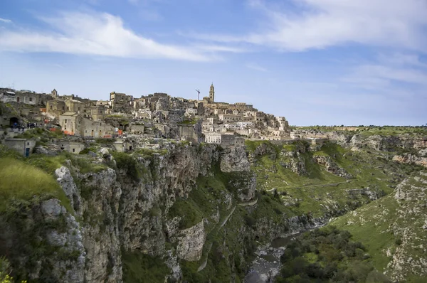 Panoramaudsigt Unesco Sted Matera Basilicata Italien - Stock-foto