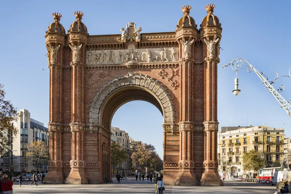 Barcelona Spanien December Arc Triomf Archway Struktur Byggdes Arkitekten Josep — Stockfoto