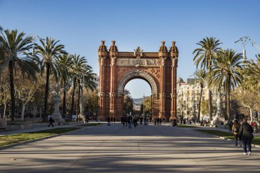 Barcelona, İspanya - 19 Aralık: Arc de Triomf, bir kemer yapı inşa mimar Josep Vilaseca ben Casanovas. 19 Aralık 2018 Barcelona, İspanya.