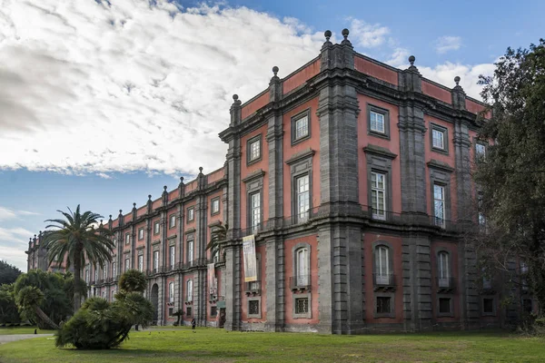 İtalya, Napoli, parktan çeşme ile görülen Capodimonte Kraliyet Sarayı