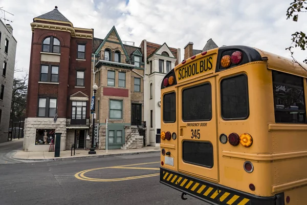 Widok Ulicy Odrobina Szkolny Autobus Georgetown Waszyngtonie Stany Zjednoczone — Zdjęcie stockowe