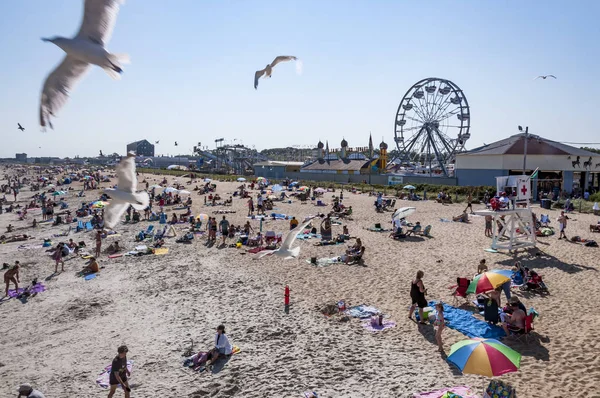 Eski Orchard Beach, Maine - 26 Ağustos: İnsanlar hangi 1898 yana Maine ana konumlar biri olmuştur Old Orchard Beach plaj keyfini çıkarın. Old Orchard Beach, Maine 26 Ağustos 2012.