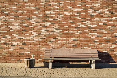 Wells Maine ABD arka plan duvar ahşap tezgah ve kırmızı tuğla
