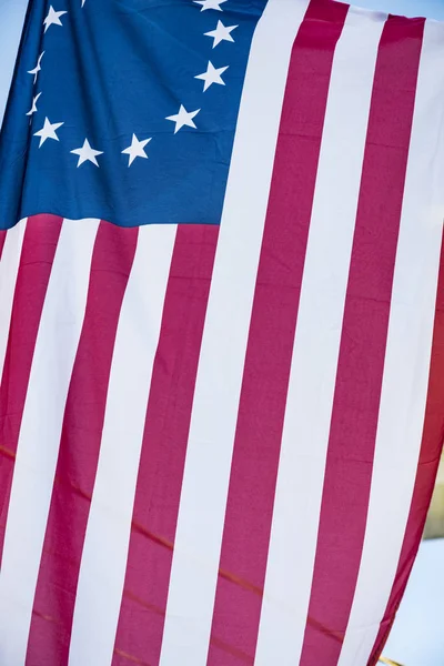 Amerykański Gwiazdek Zabytkowego Flaga Często Nosi Nazwę Flagi Betsy Ross — Zdjęcie stockowe