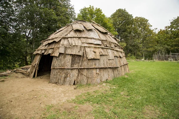 Una Cabaña India Wampanoag Plantación Plimoth Plymouth —  Fotos de Stock